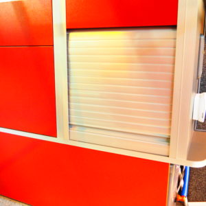 Silver Vertical Opening Tambour Door